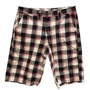 Freeworld Shorts Men's Size 32 Black Plaid Flat Front Casual Golf Skater Casual
